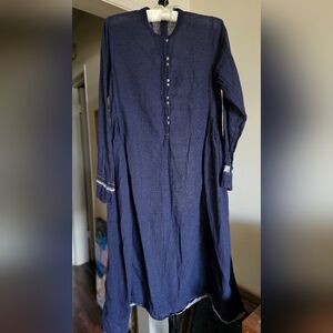 Injiri Indigo Dyed Cotton‎ Midi Dress